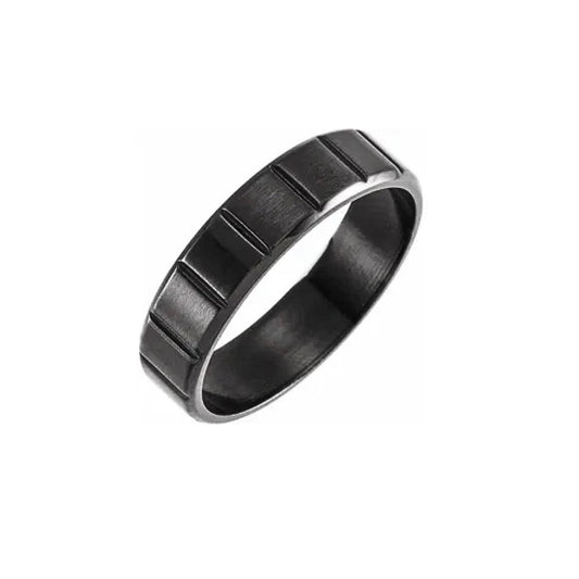 Grooved Titanium Band with Black PVD