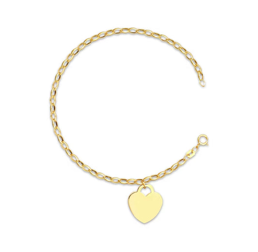 Rolo Chain 7.5” Heart Charm Bracelet