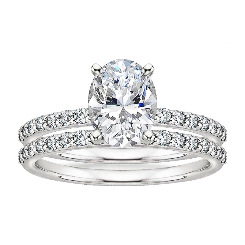 Accented Oval Solitaire Bridal Set