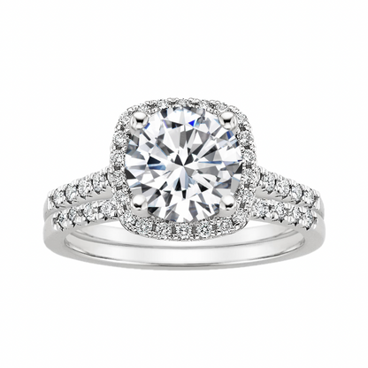 2ct Cushion Halo Ring with Half Eternity Ring