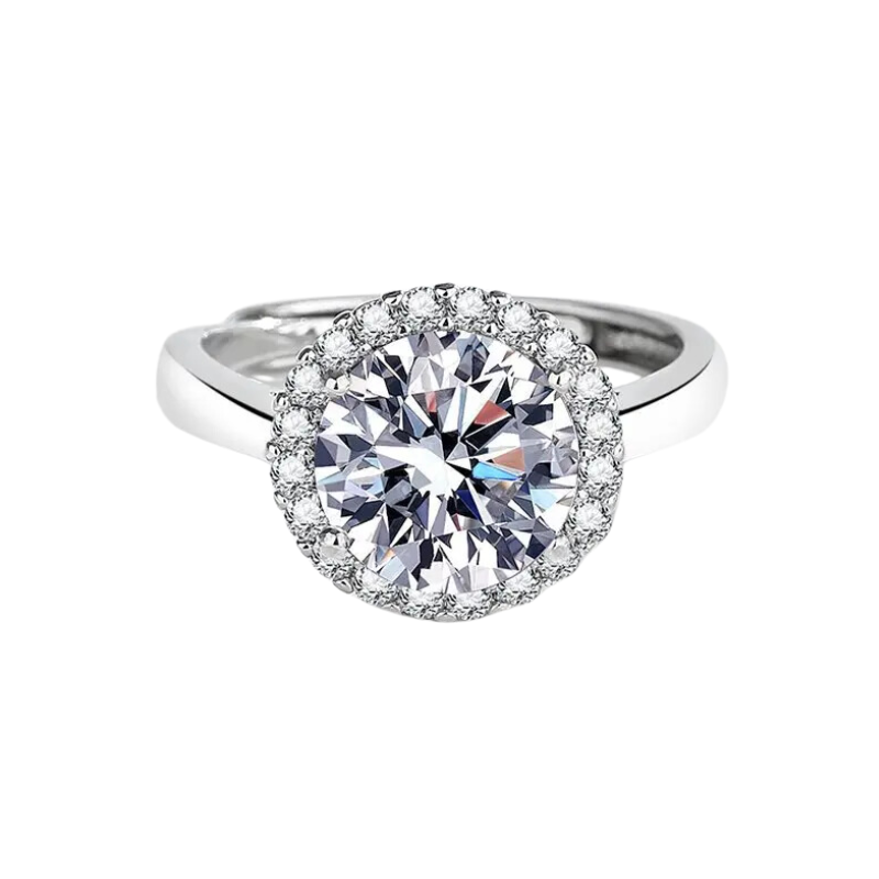 925 Sterling Silver Round Halo CZ Ring