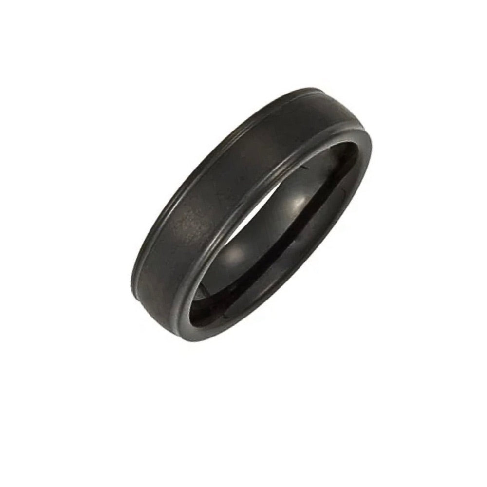 Black Tungsten Grooved Band