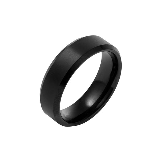 Beveled Edge Black PVD Tungsten Ring