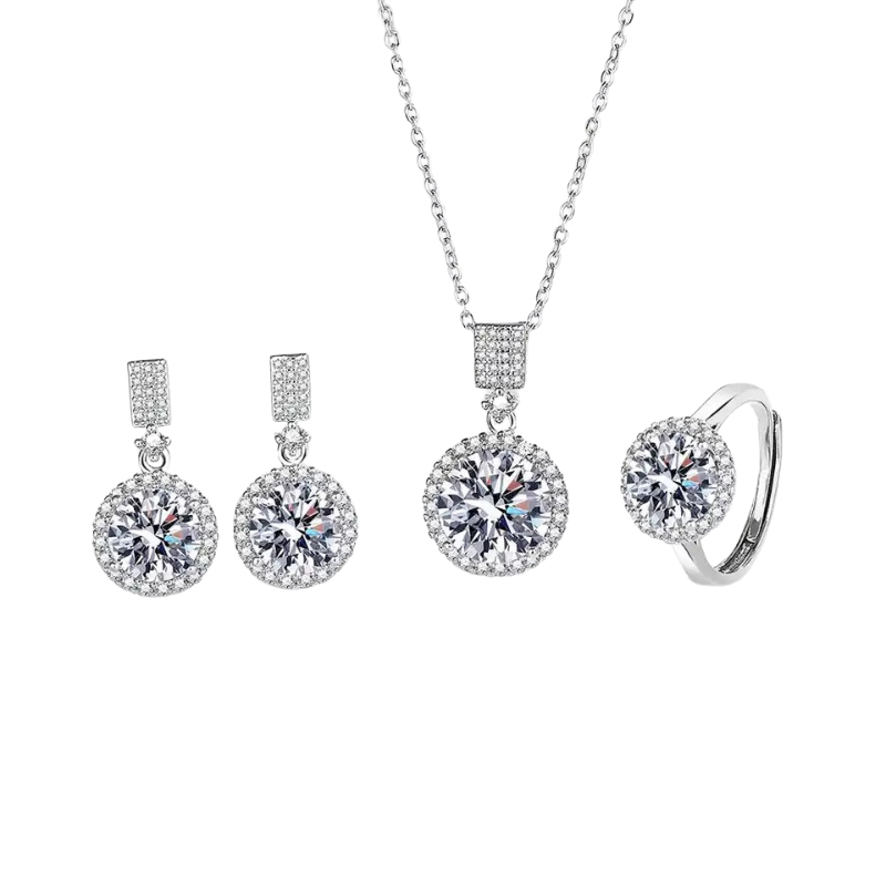 925 Sterling Silver Necklace Earring and Ring Jewelry Set