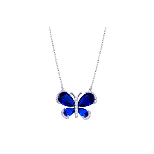 Rhodium Butterfly CZ Necklace