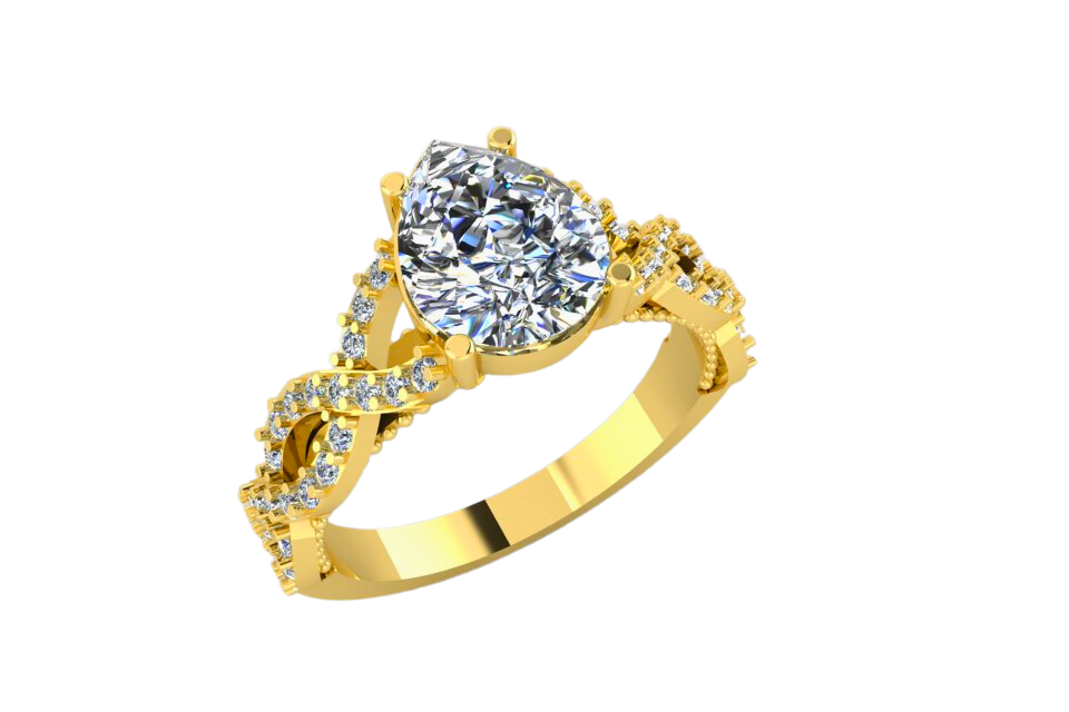 Accented Vine Pear Cut Ring
