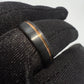 18K Rose Gold & Black PVD Grooved Tungsten Band