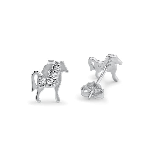 Silver Rhodium Plated Horse stud Earrings