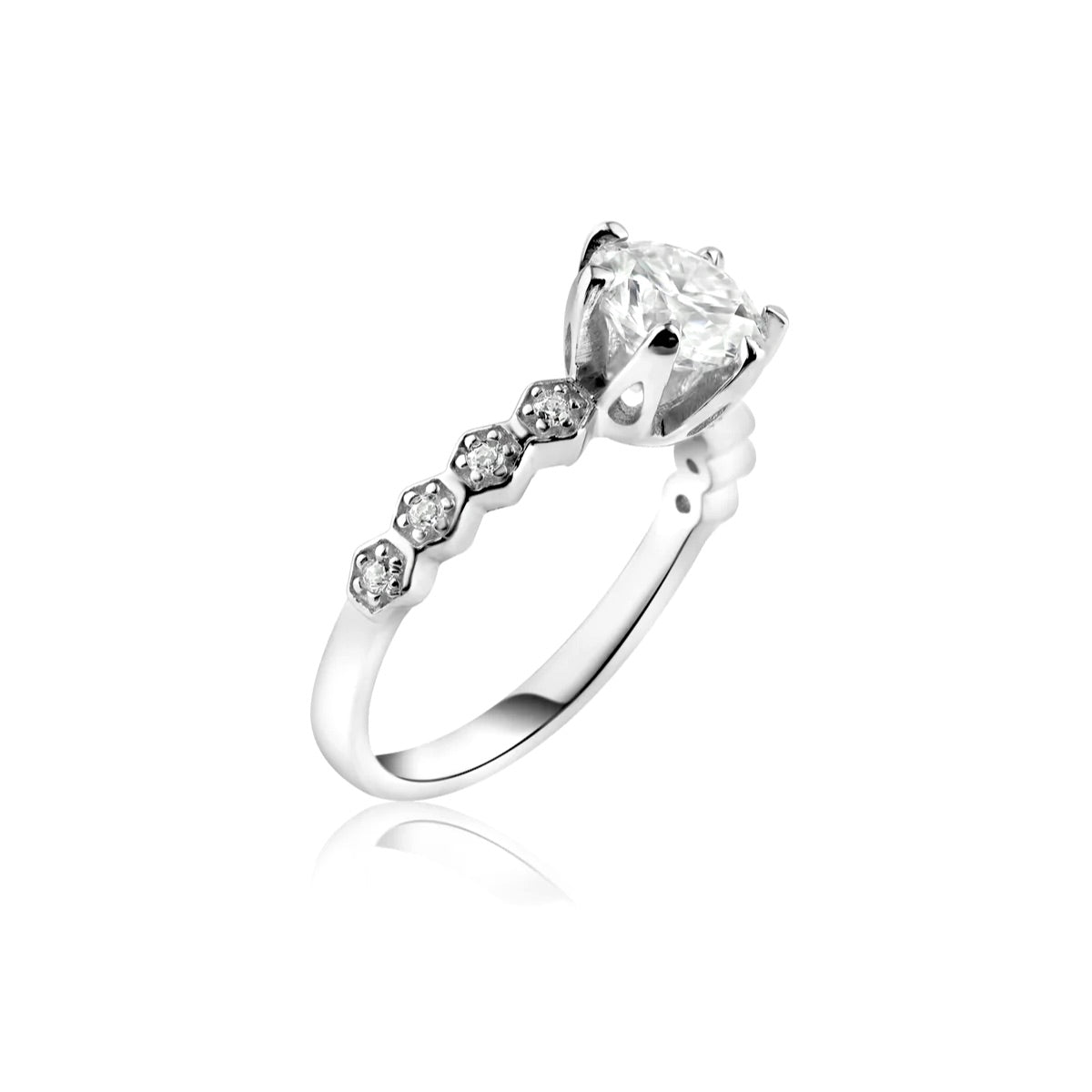 1ct Moissanite Round Solitaire Engagement Ring