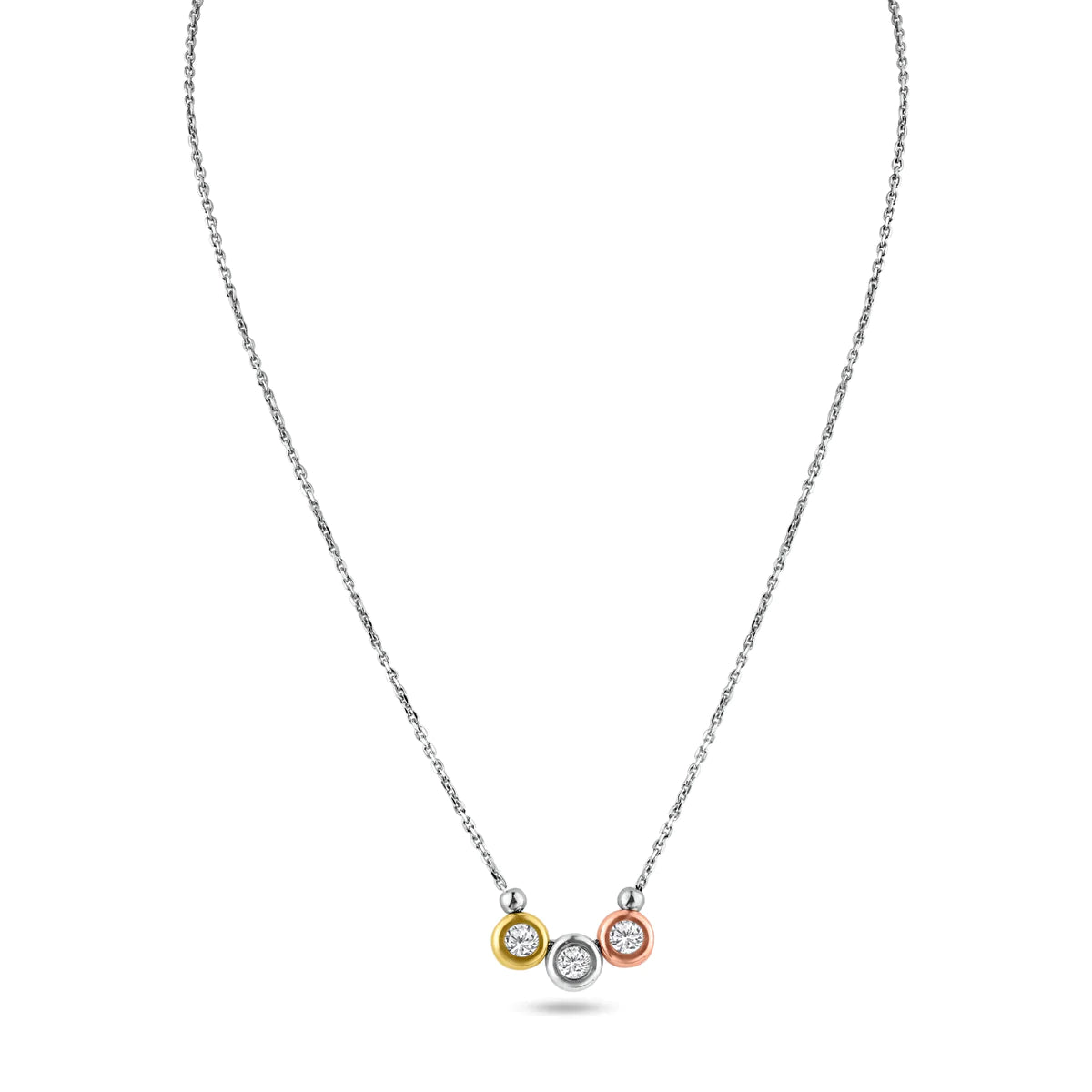 Sterling Silver 3 Tone Circle Necklace