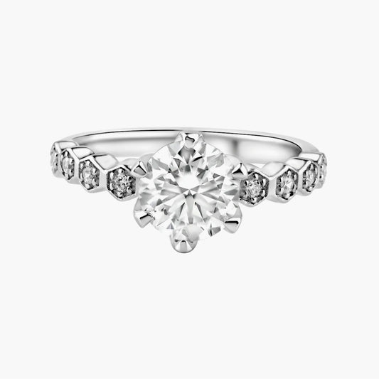 1ct Moissanite Round Solitaire Engagement Ring